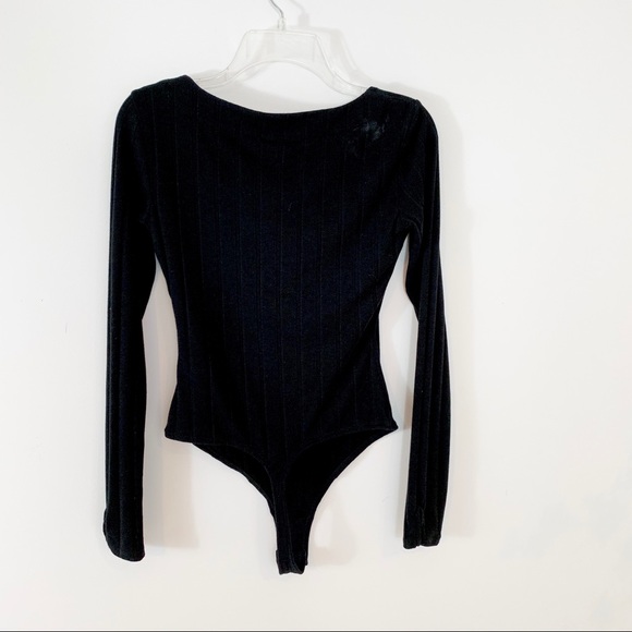 Free People Beside Me Ribbed Black Bodysuit S NWT - Picture 7 of 8